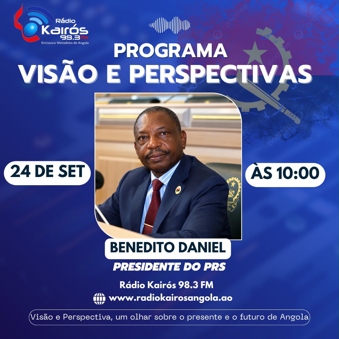 É NESTA QUINTA-FEIRA! Grande entrevista com o Presidente do PRS, Dr. Benedito Daniel, no Programa Visão e Perspectivas, às 10h na Rádio Kairós.