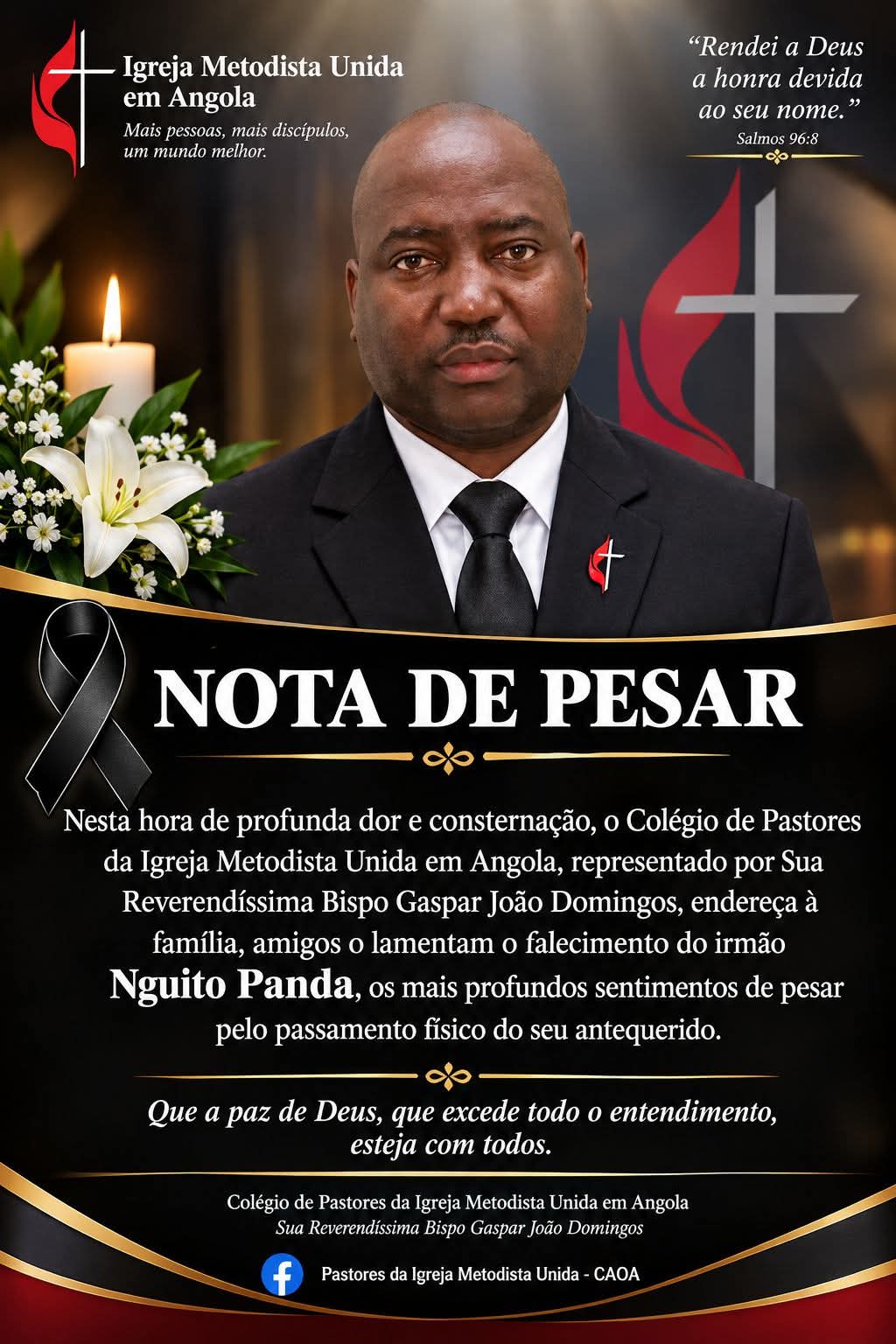 COMUNIDADE METODISTA CHORA MORTE DE NGUITO PANDA, VÍTIMA DE DOENÇA